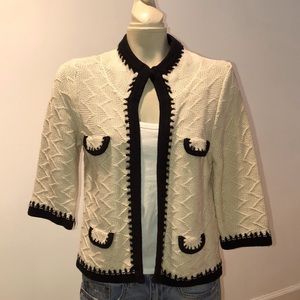 CAbi Black and Cream Cardigan Sweater